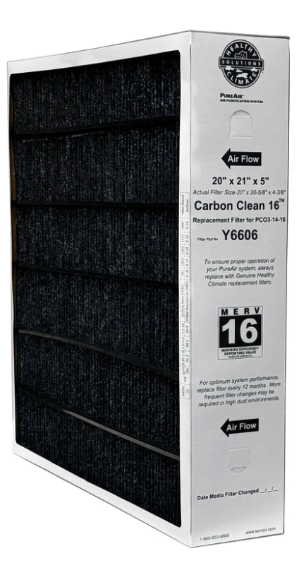 Genuine Lennox Y6606 Healthy Climate 100908-12 Pleated Carbon Air Filter 21 x 20 x 5 Inch MERV 16 Genuine Lennox Y6606 20x21x5 MERV 16 For PCO3-14-16 